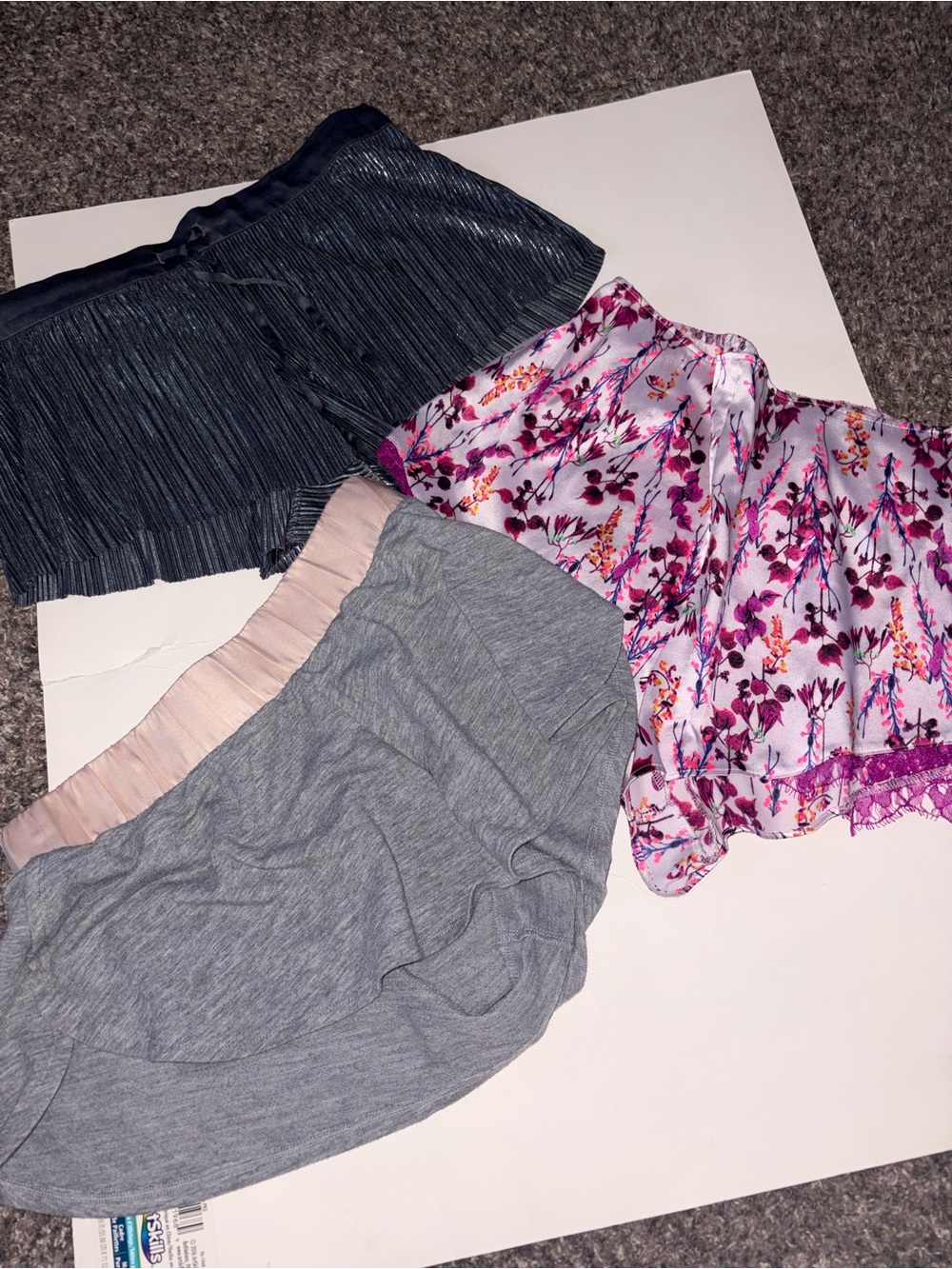 Victoria's Secret Floral Pink, Gray, and metallic Sleep Shorts Trio XS/S